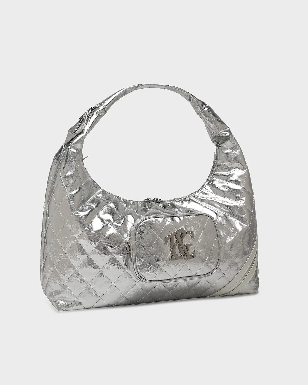 Diamond Chic Tote Bag in Silver - Image 4