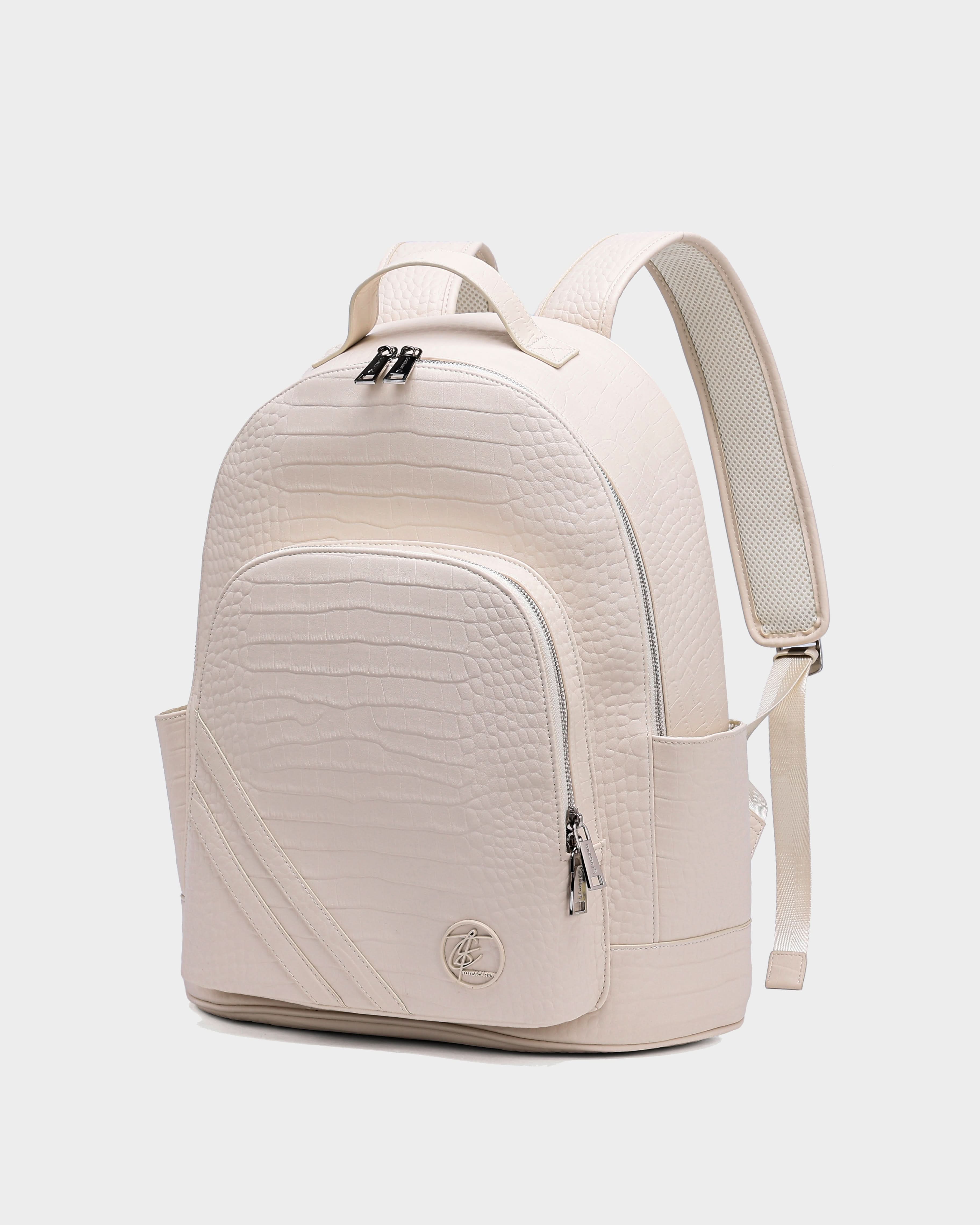 Leather Classic Backpack in Cream White - Image 3
