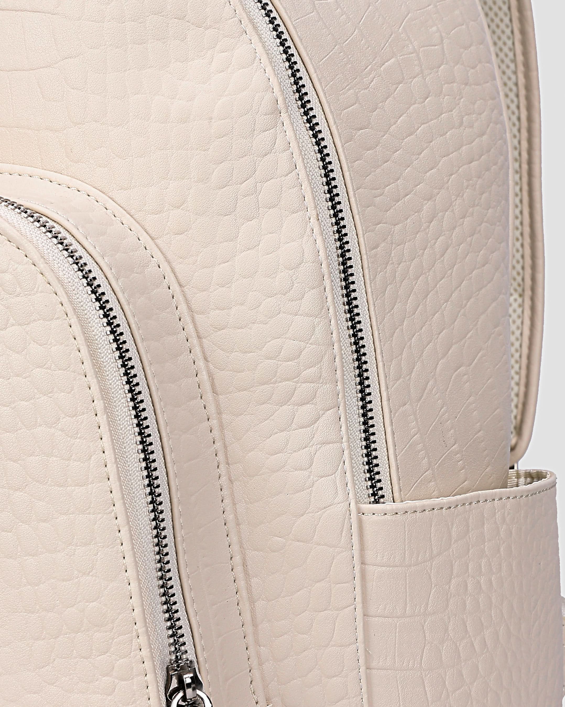 Leather Classic Backpack in Cream White - Image 9