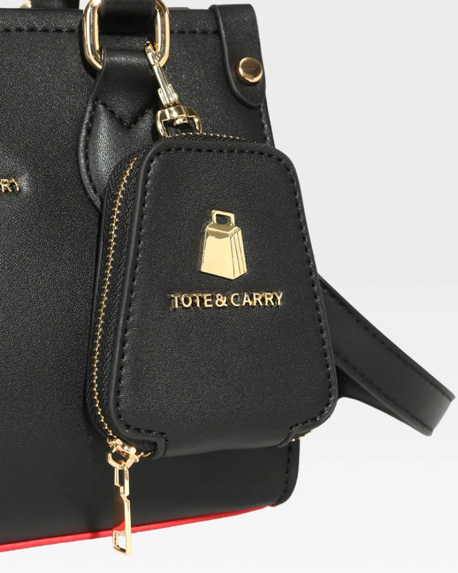 Lisse Mini Tote Bag in Black & Red - Image 10