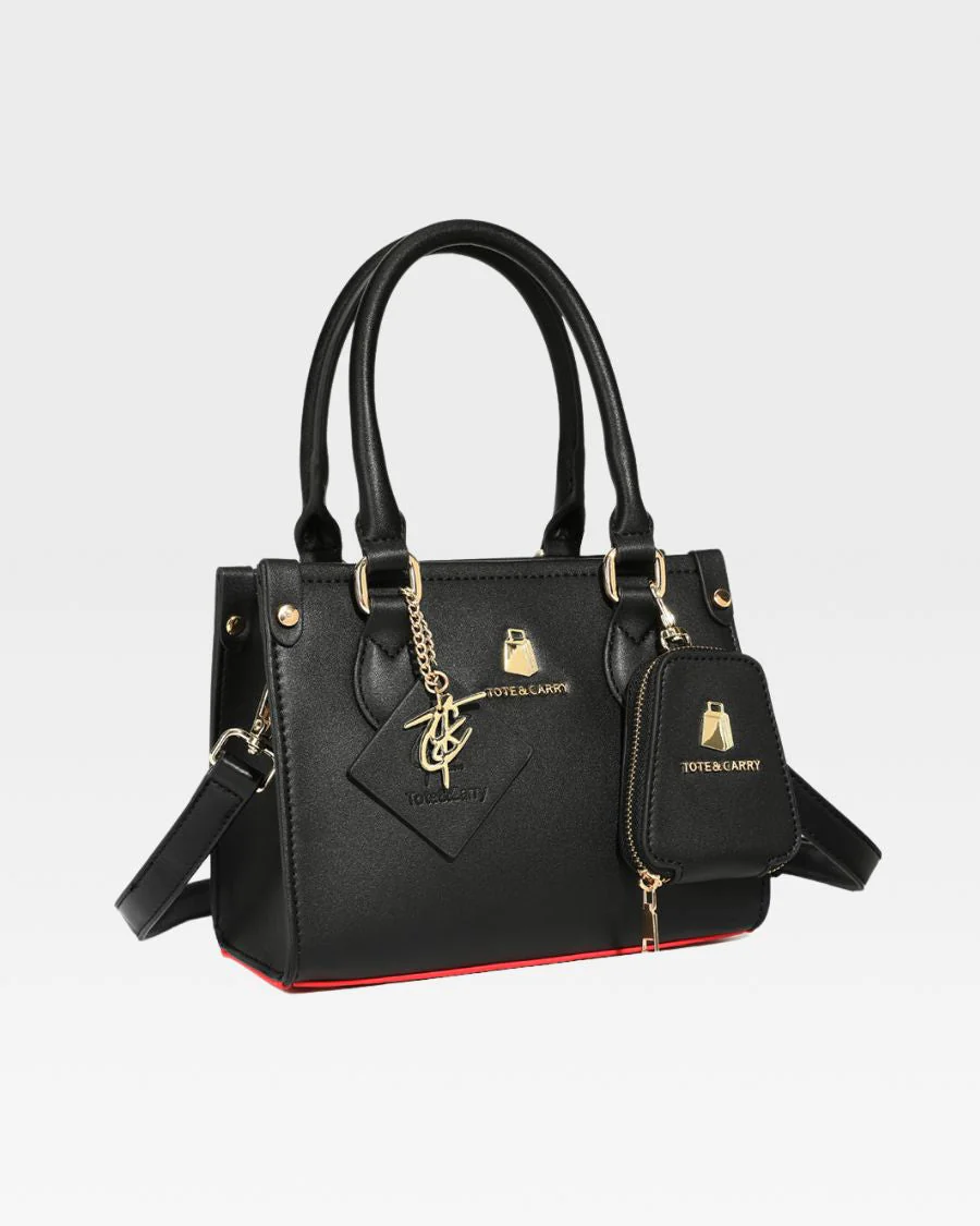 Lisse Mini Tote Bag in Black & Red - Image 5