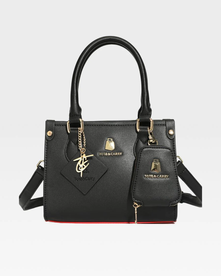 Lisse Mini Tote Bag in Black & Red - Image 7