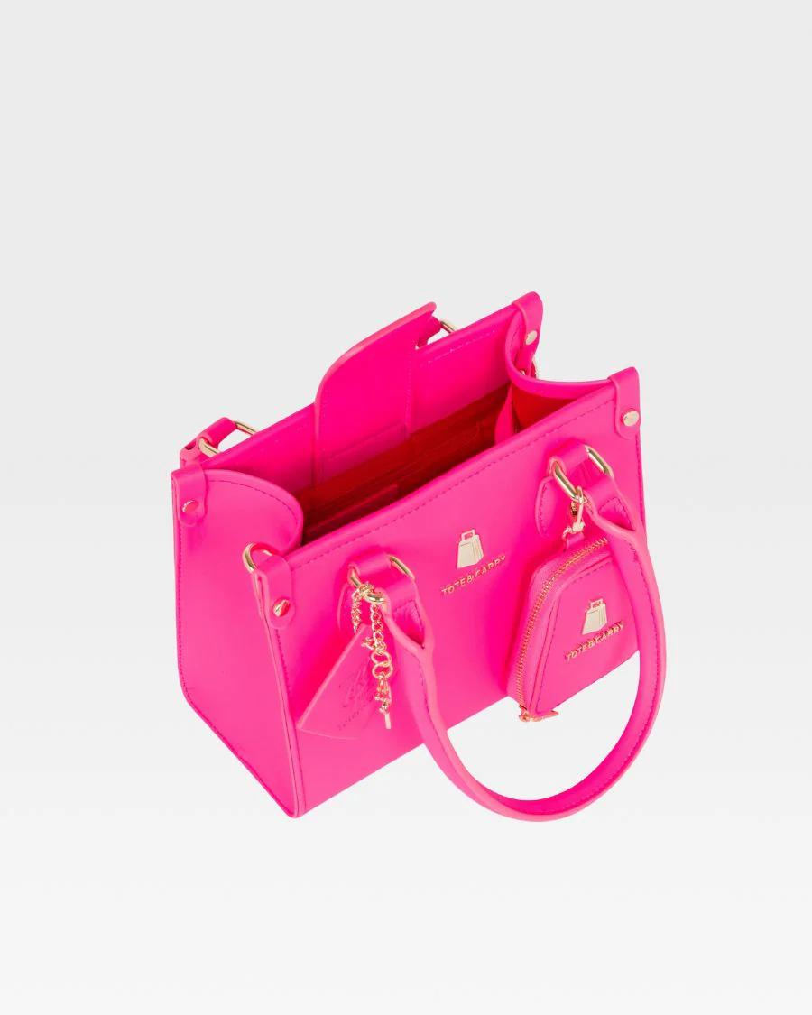 Lisse Mini Tote Bag in Neon Pink - Image 5