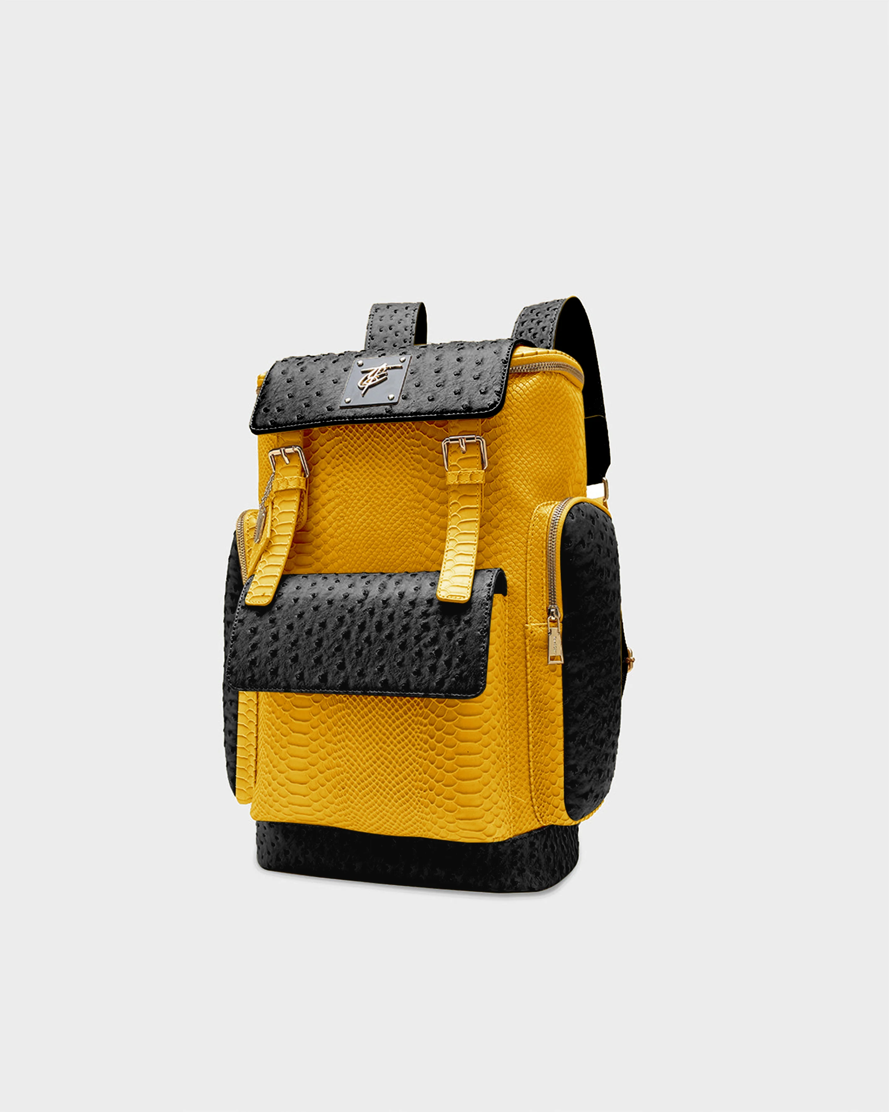 Journey Multi-Pocket Backpack in Black & Yellow - Image 2