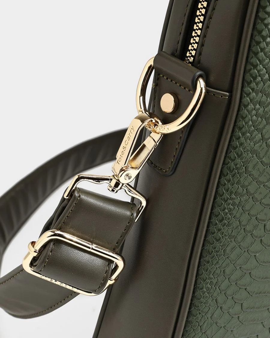 Signature Jetsetter Laptop Bag in Olive - Image 11