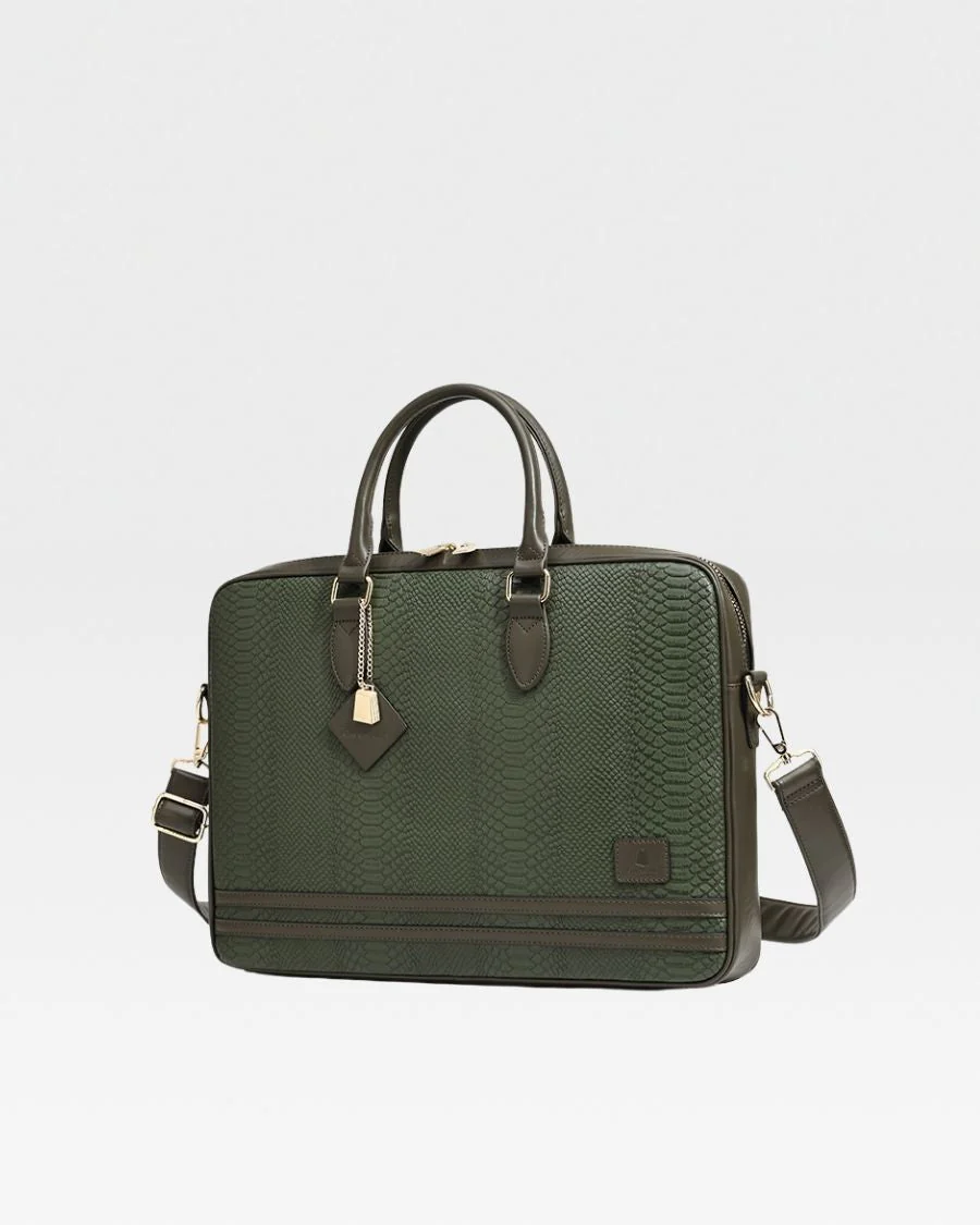 Signature Jetsetter Laptop Bag in Olive - Image 3
