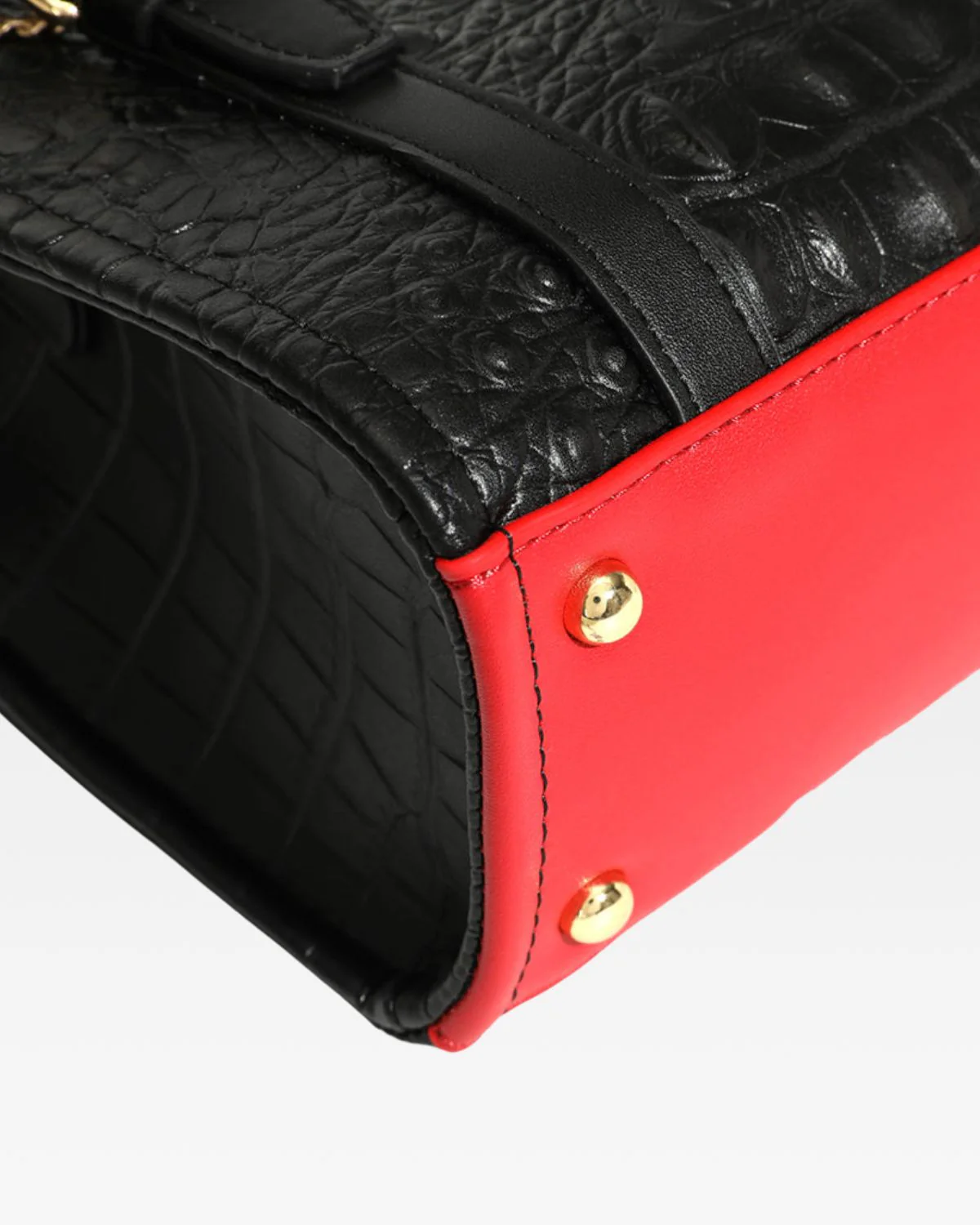 Statement Mini Tote Bag in Black & Red - Image 10