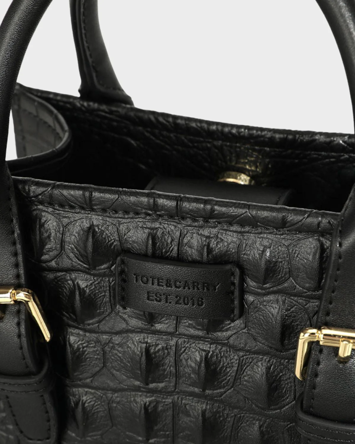 Statement Mini Tote Bag in Black & Red - Image 7