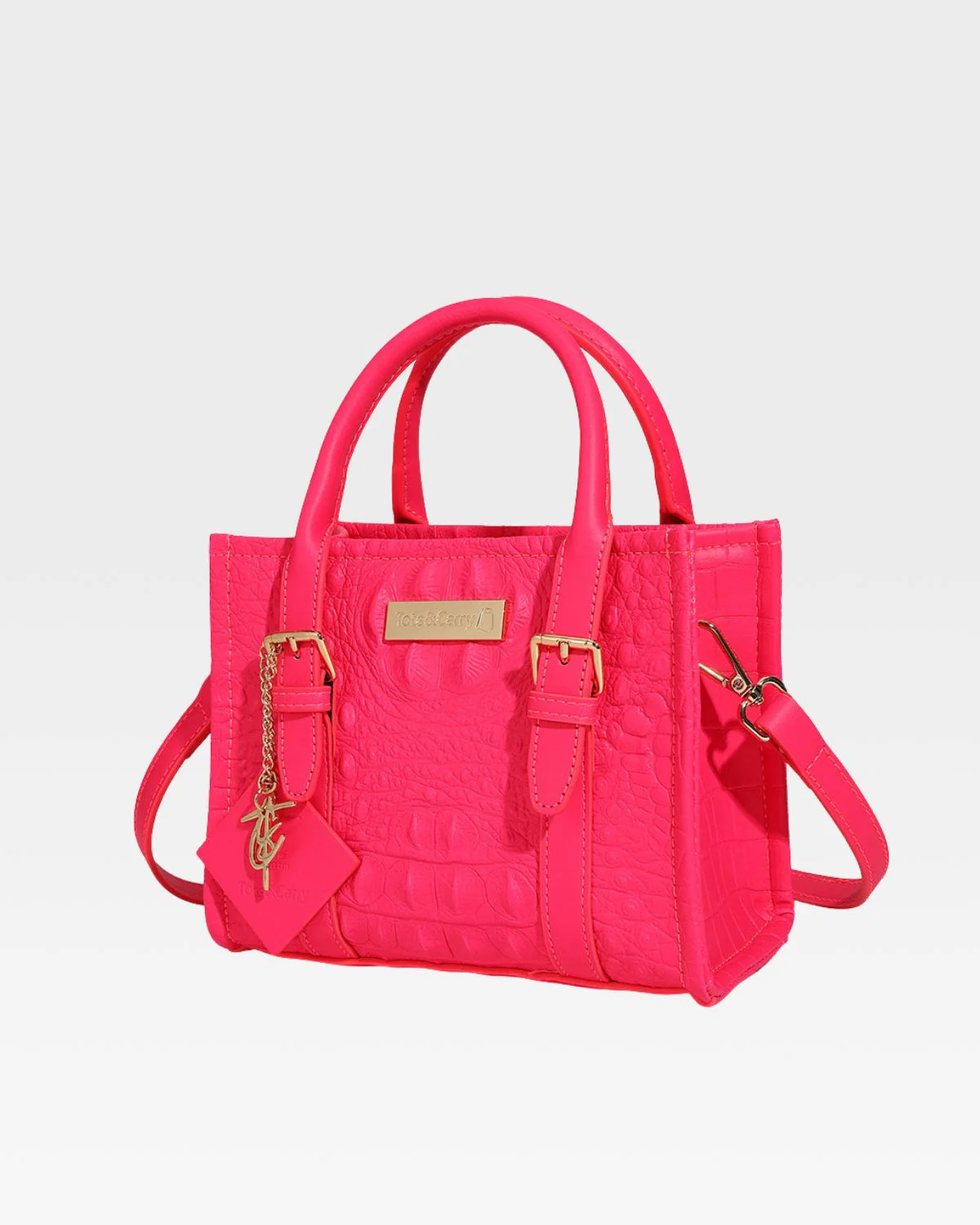 Statement Mini Tote Bag in Neon Pink - Image 3