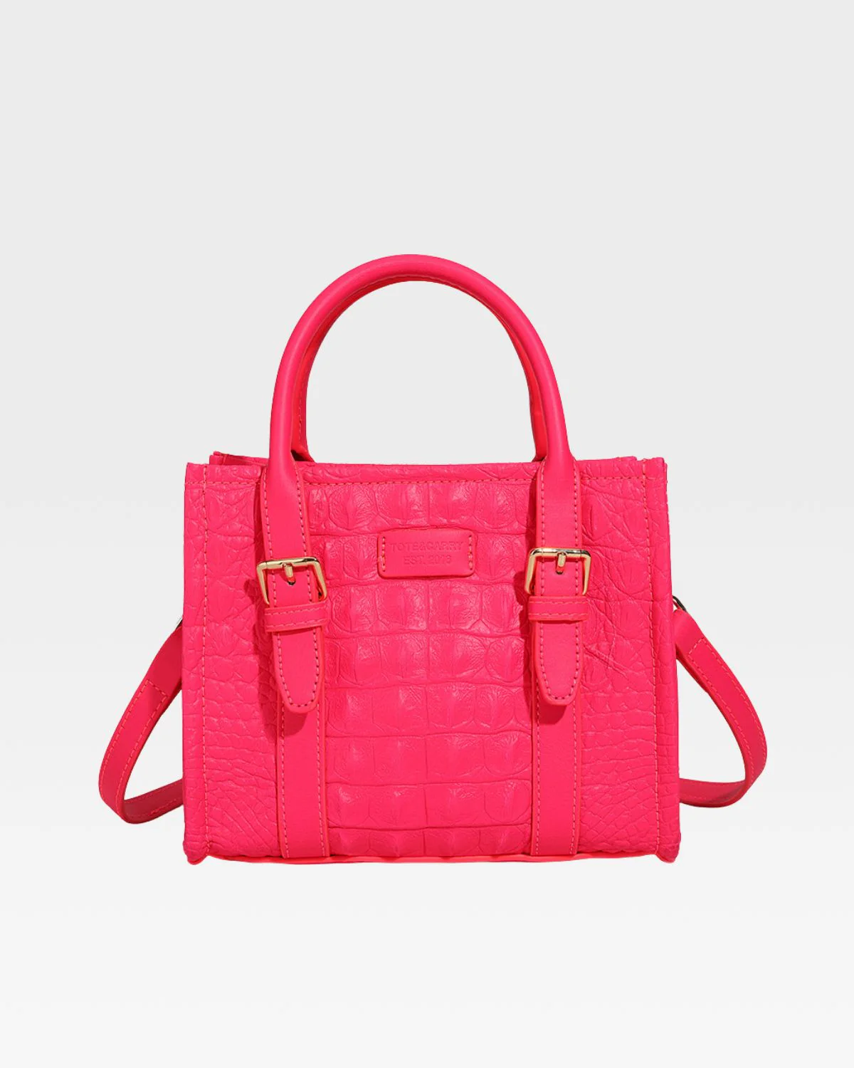 Statement Mini Tote Bag in Neon Pink - Image 4