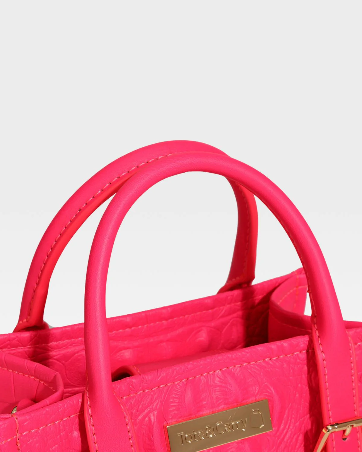 Statement Mini Tote Bag in Neon Pink - Image 7