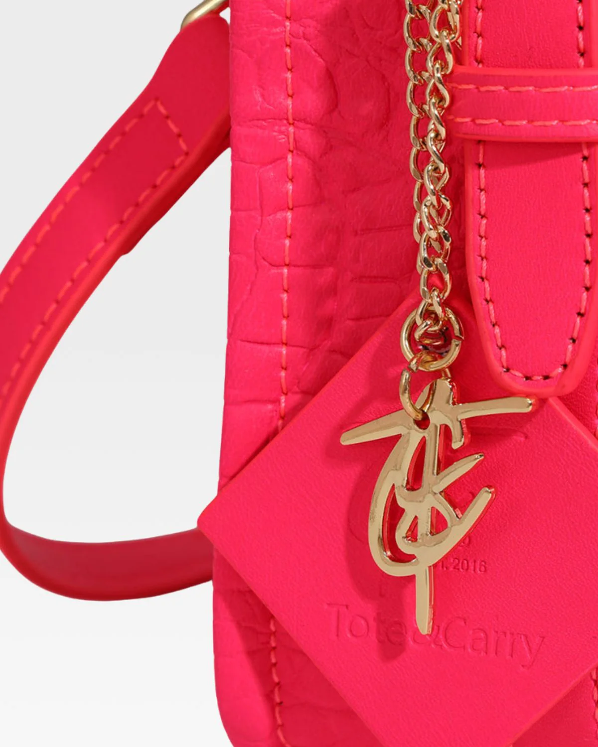 Statement Mini Tote Bag in Neon Pink - Image 8