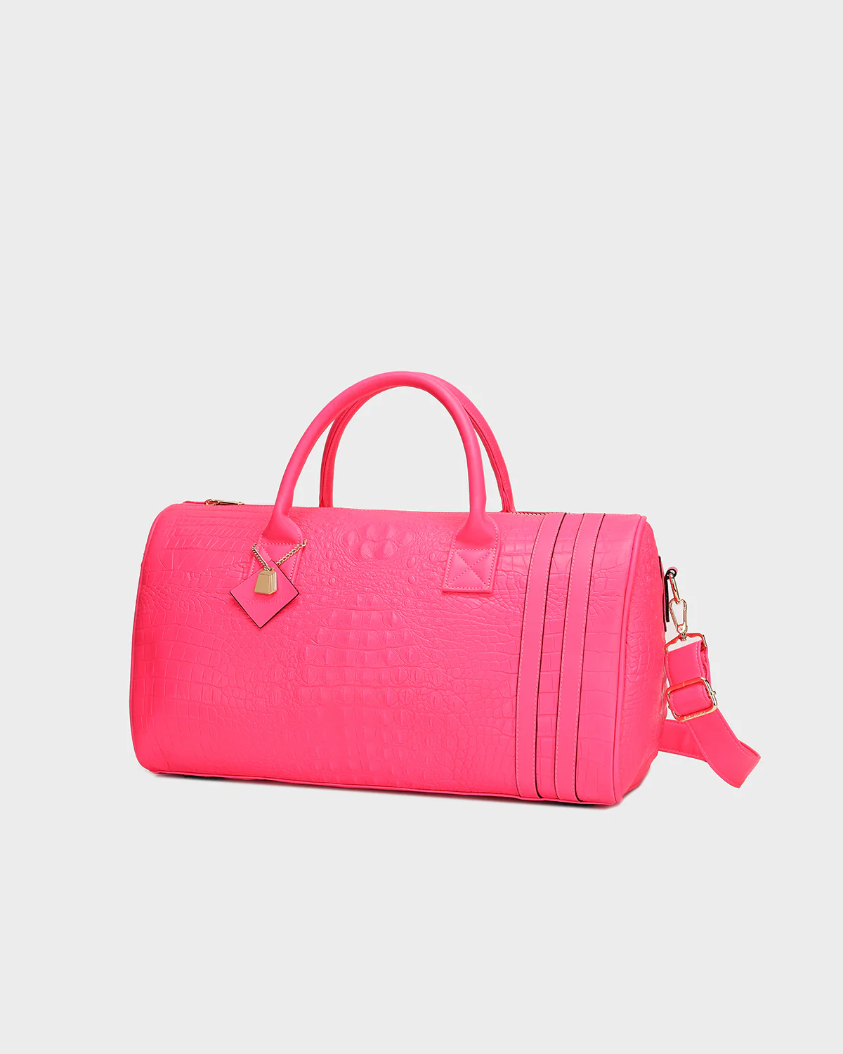 Statement Weekender Duffle Bag in Neon Pink - Image 3