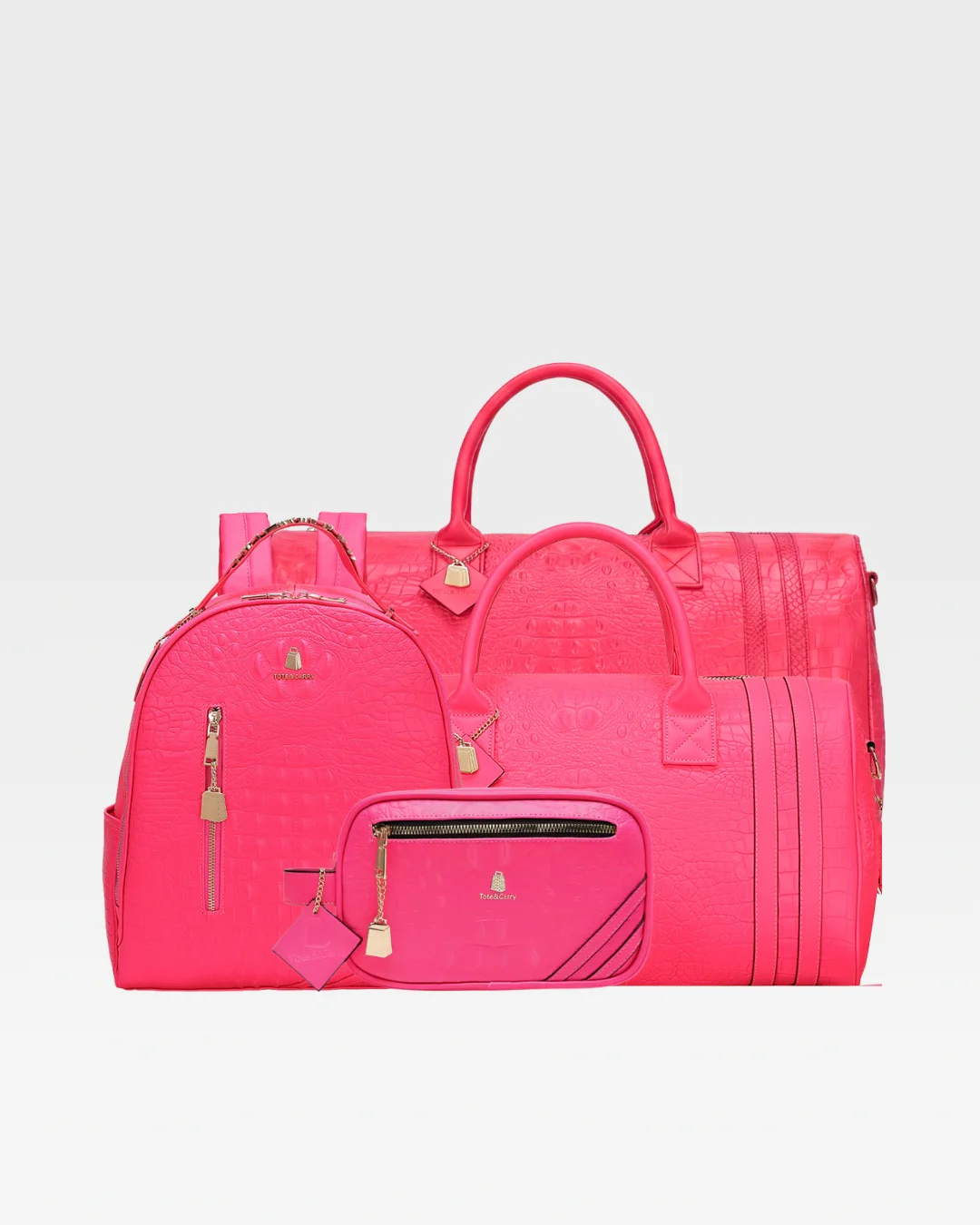 Statement Overnight Travel Set in Neon Pink - Image 18