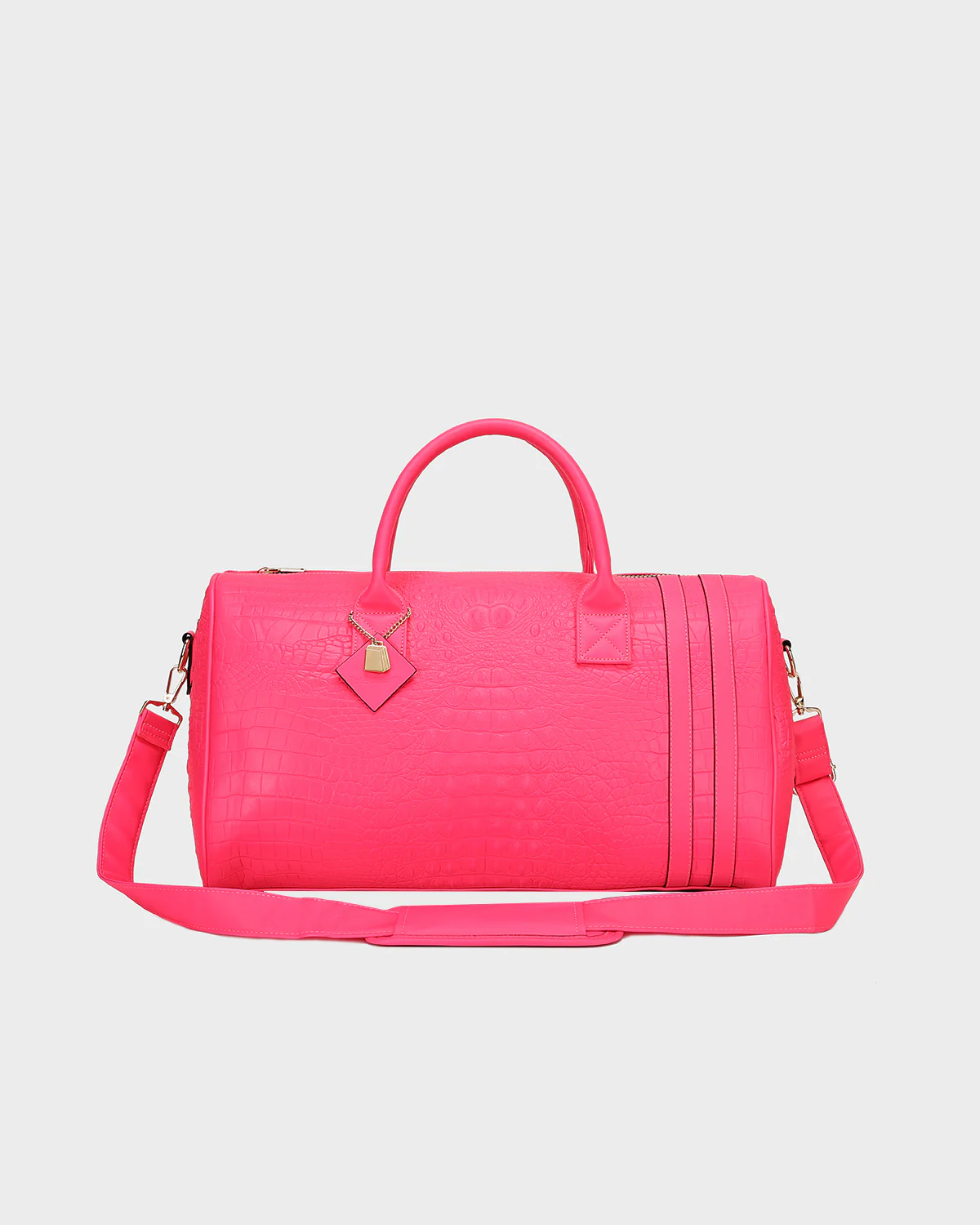 Statement Weekender Duffle Bag in Neon Pink - Image 9