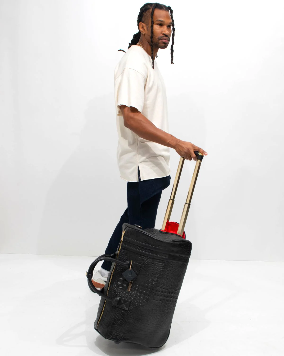 Statement Traveler Rolling Duffle in Black - Image 4