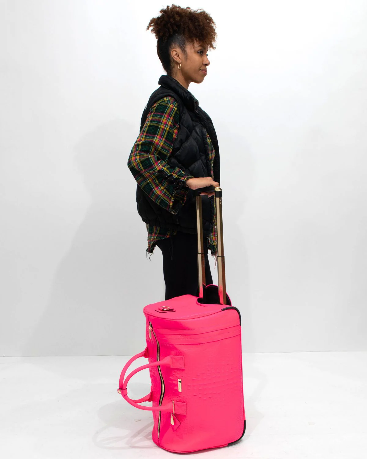 Statement Traveler Rolling Duffle in Neon Pink - Image 5