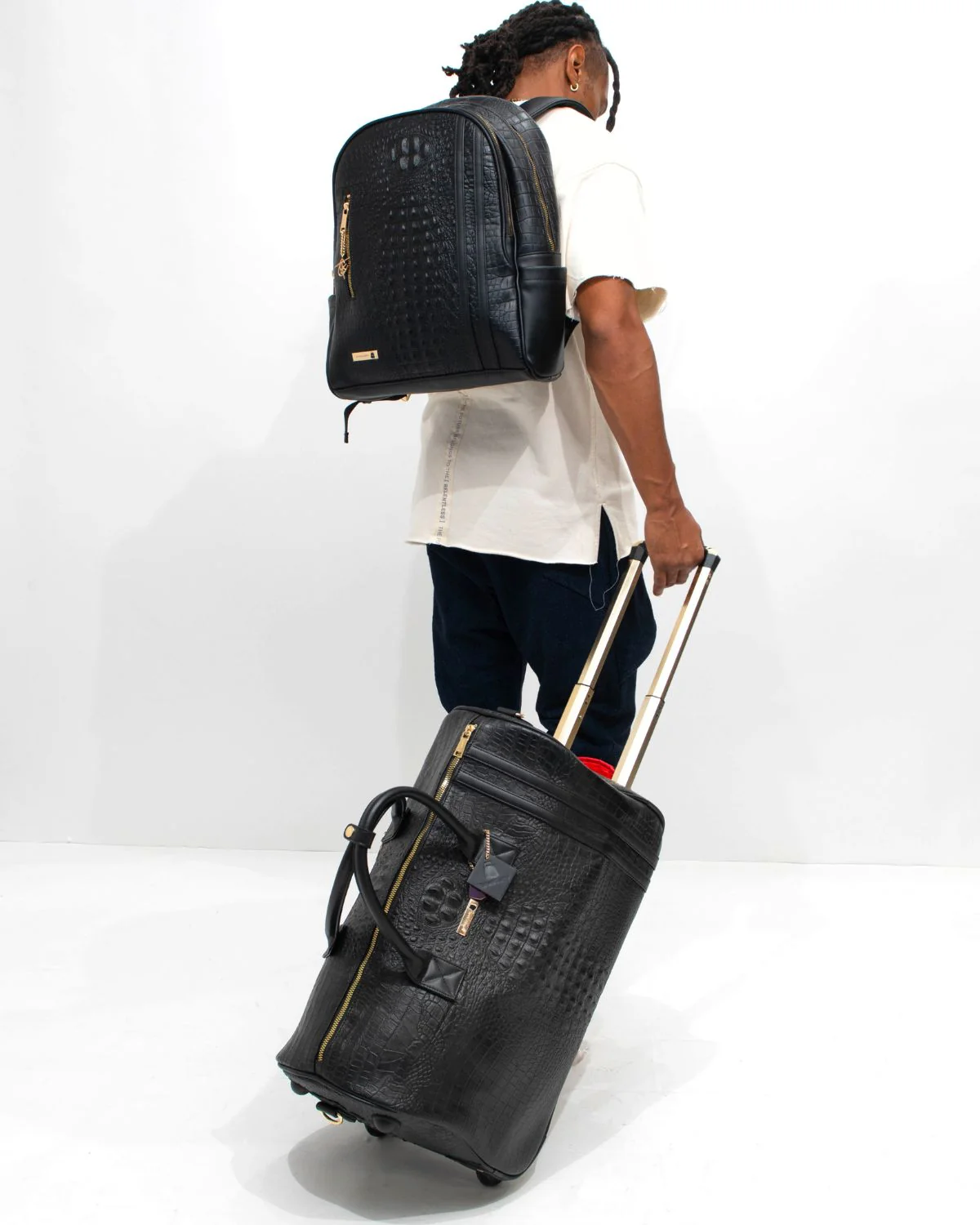 Statement Traveler Rolling Duffle Set in Black - Image 6