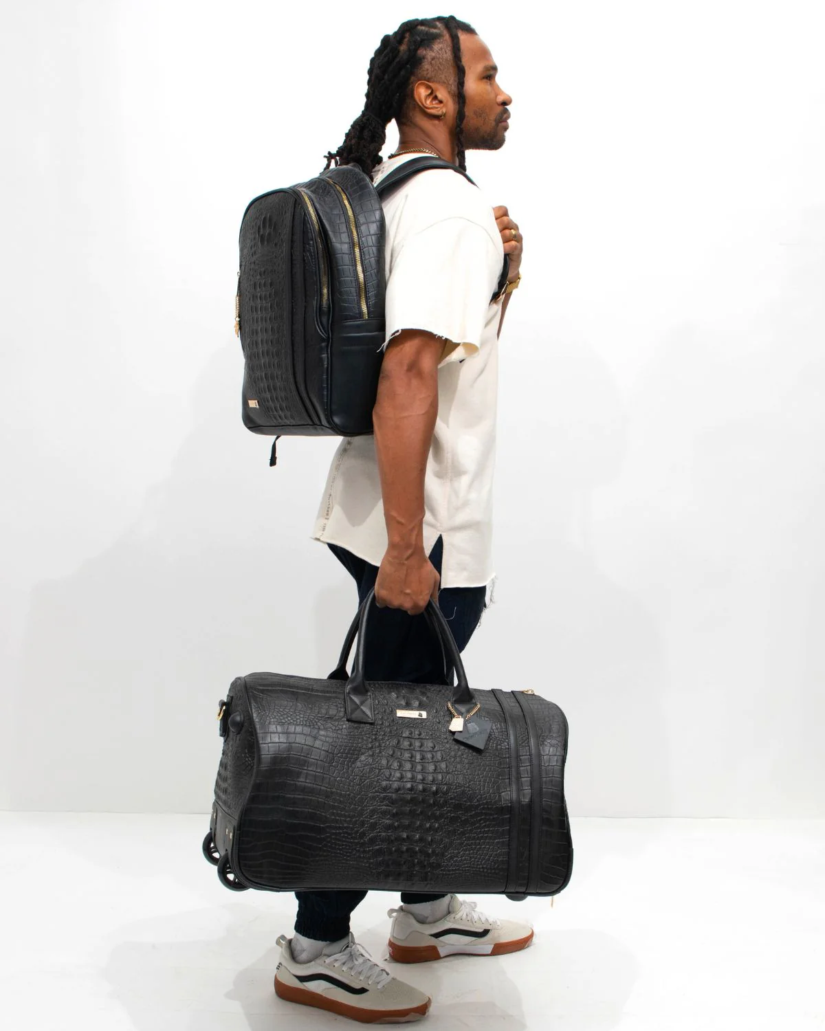 Statement Traveler Rolling Duffle Set in Black - Image 7