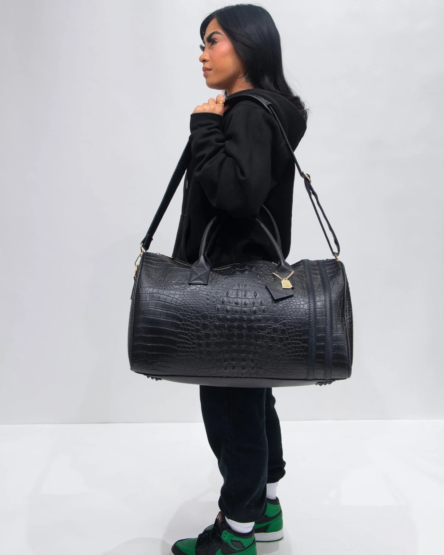 Statement Weekender Duffle Bag in Black - Image 5