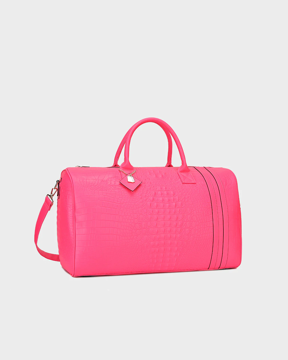 Statement Weekender Duffle Bag in Neon Pink - Image 10