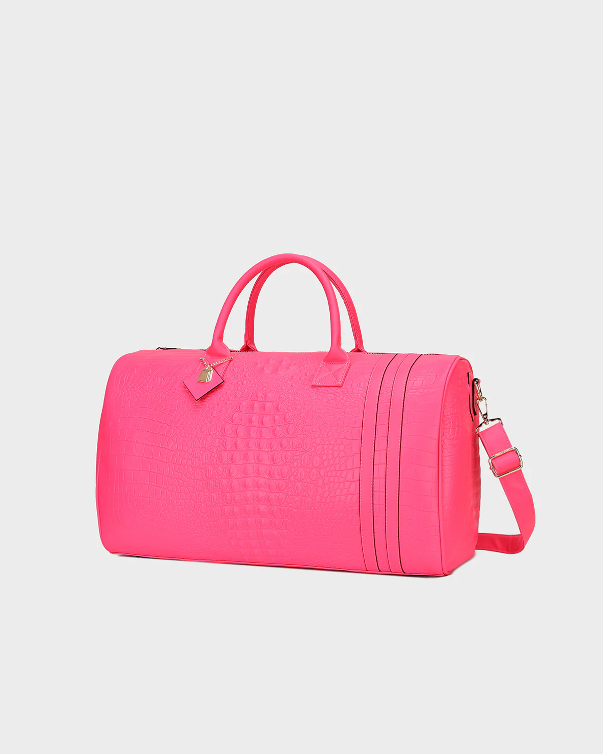 Statement Weekender Duffle Bag in Neon Pink - Image 11