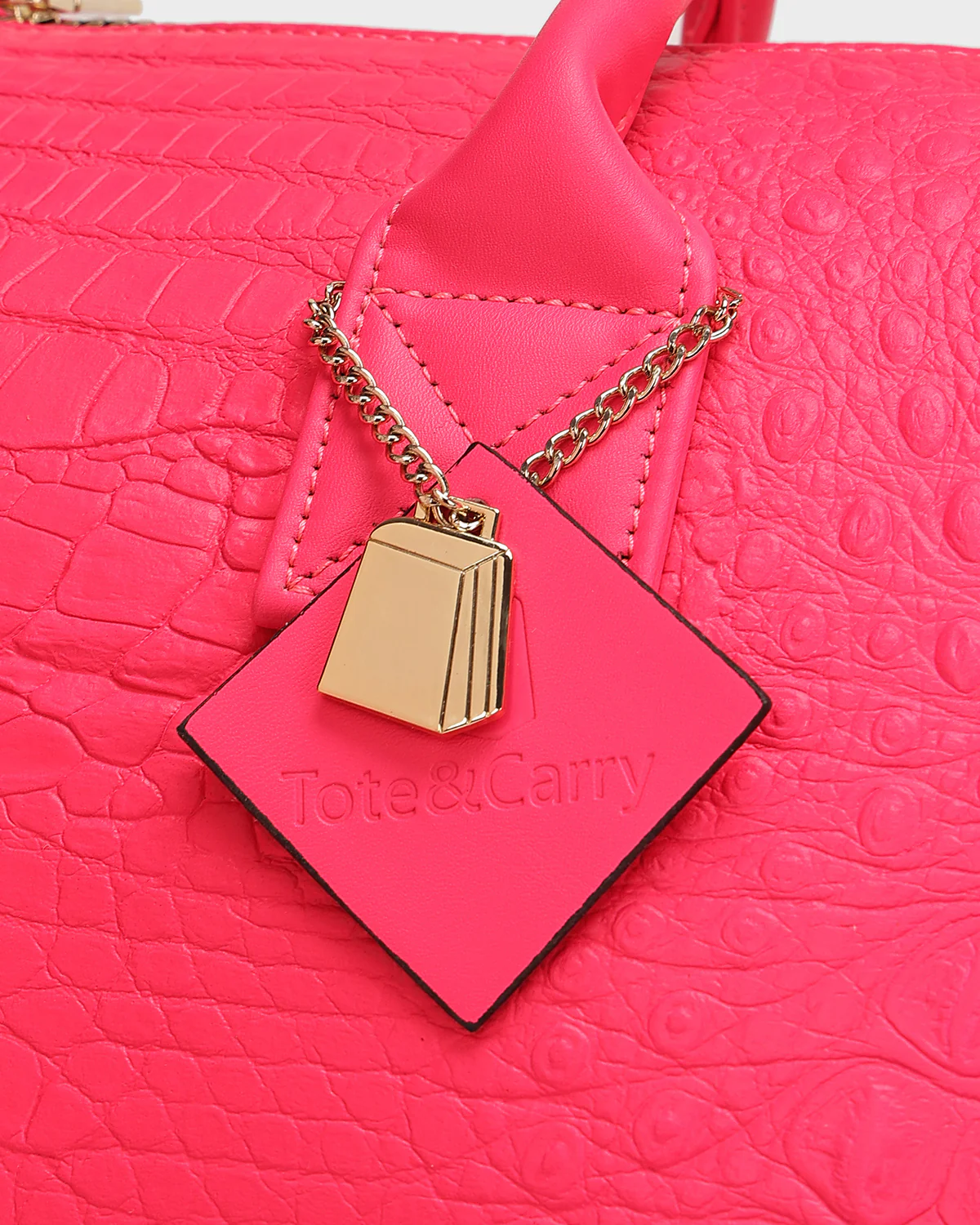 Statement Weekender Duffle Bag in Neon Pink - Image 8