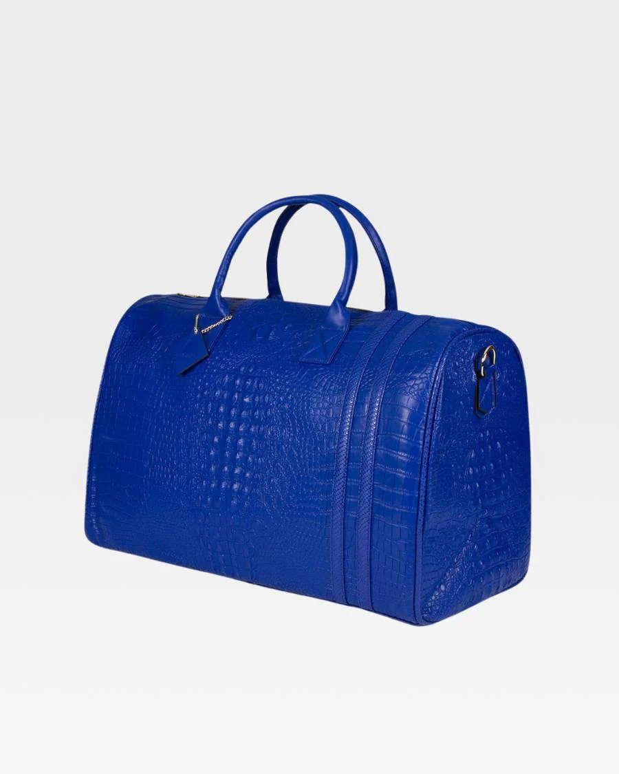 Statement Weekender Duffle Bag in Royal Blue - Image 5