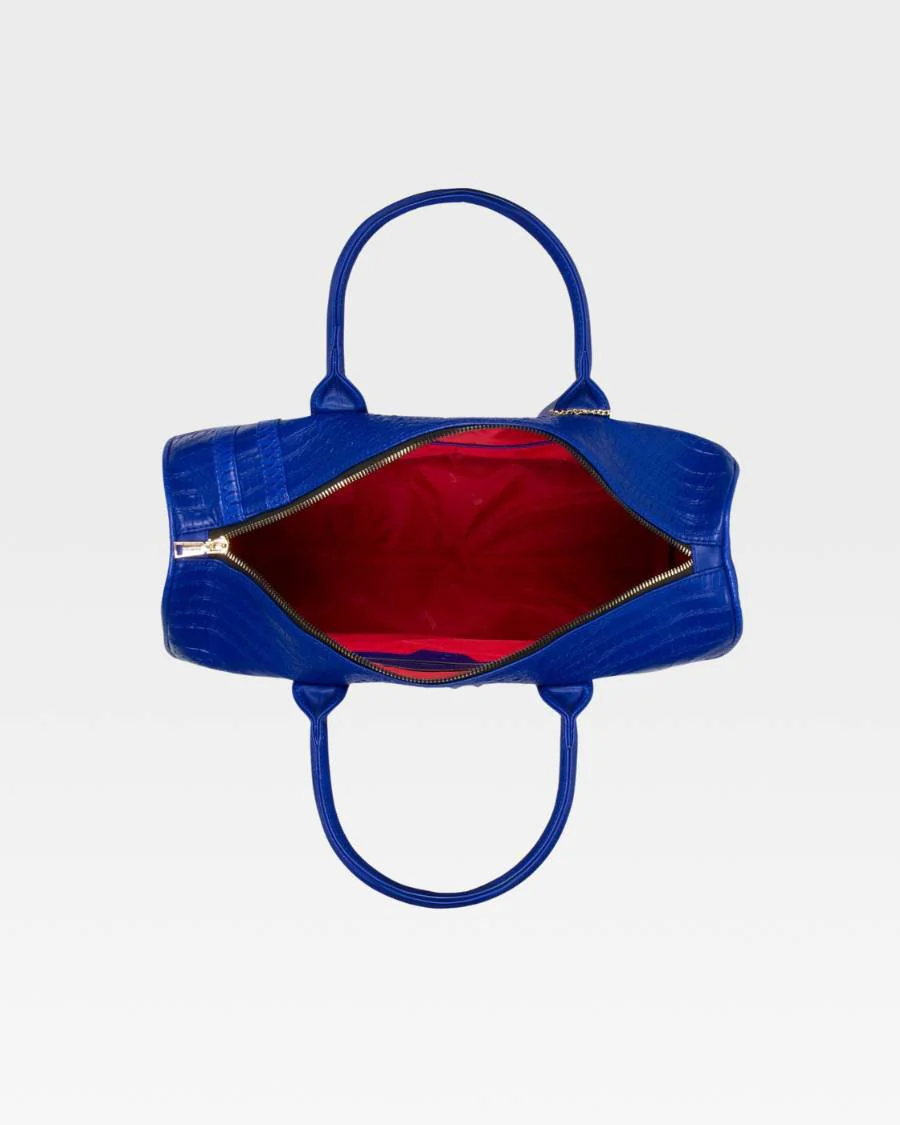 Statement Weekender Duffle Bag in Royal Blue - Image 7