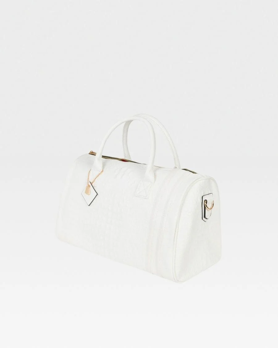 Statement Weekender Duffle Bag in White - Image 4