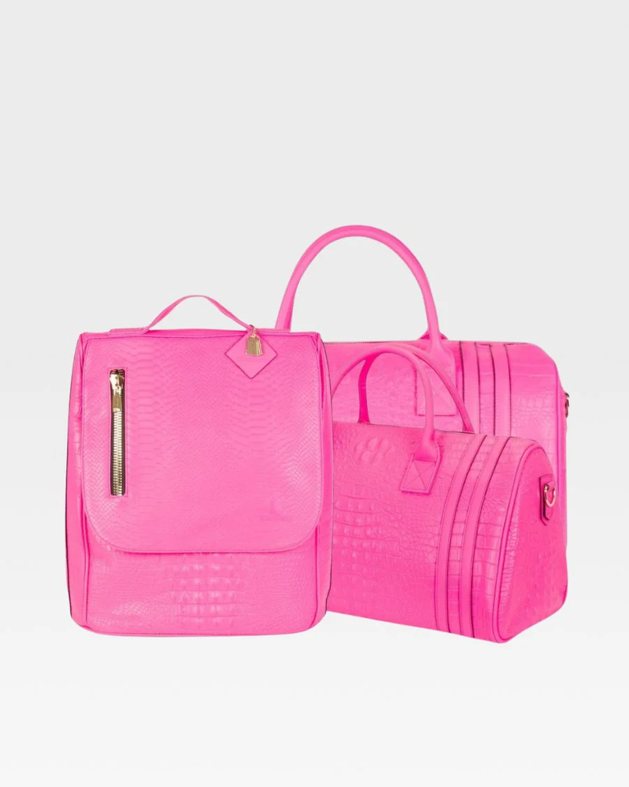 Statement Weekender Travel Set in Neon Pink - Image 15