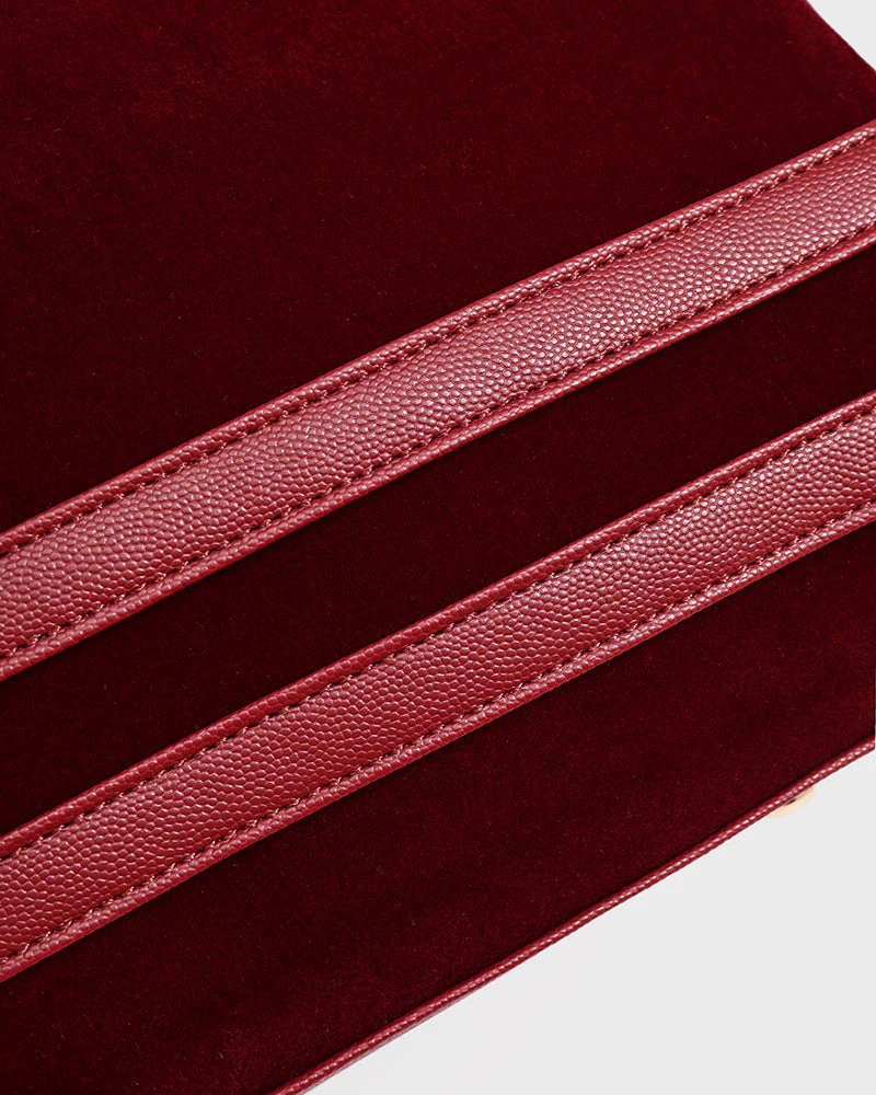 Velvet Luxe Duffle Bag in Burgundy - Image 10
