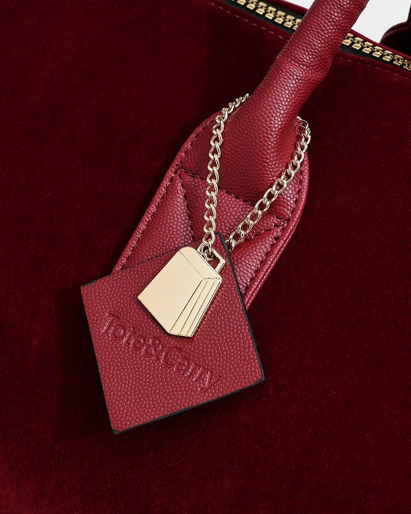 Velvet Luxe Duffle Bag in Burgundy - Image 11