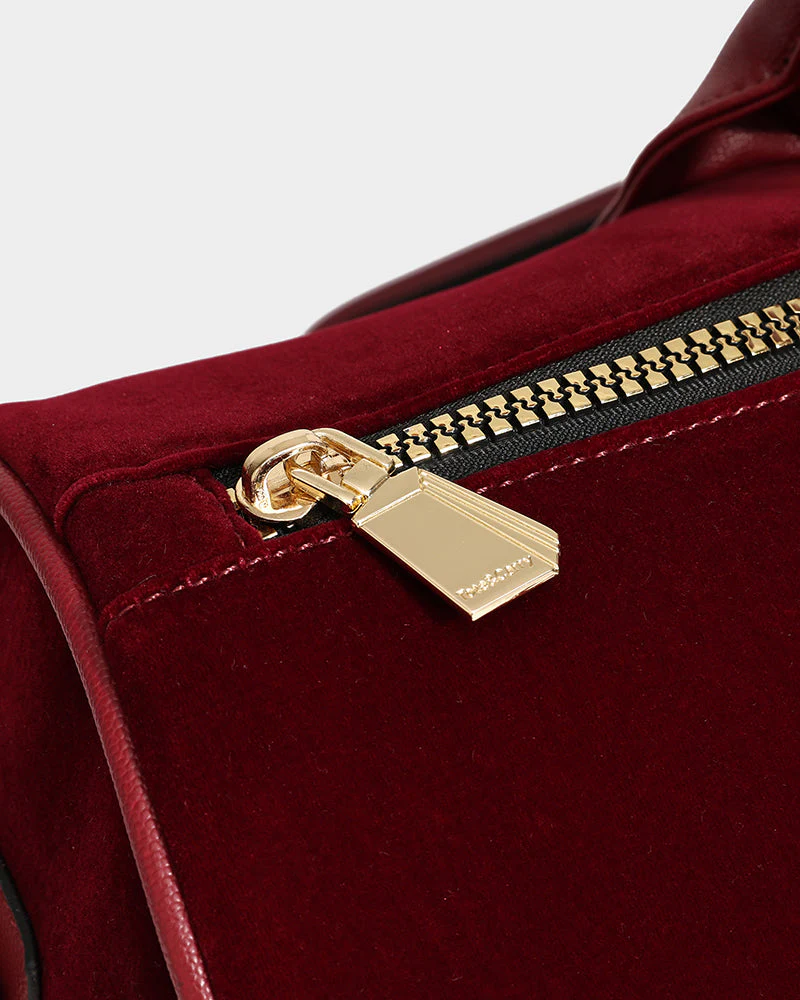 Velvet Luxe Duffle Bag in Burgundy - Image 13