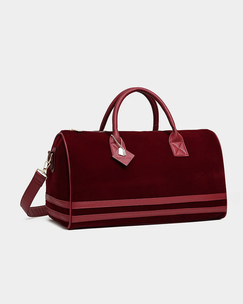 Velvet Luxe Duffle Bag in Burgundy - Image 4