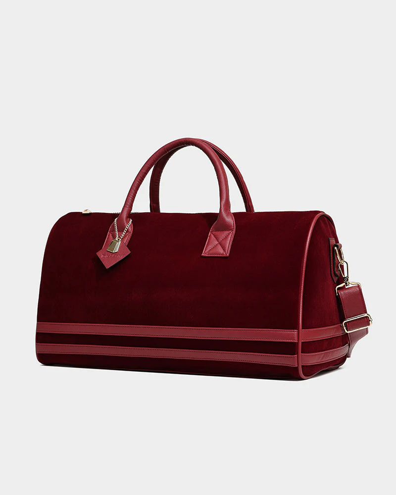 Velvet Luxe Duffle Bag in Burgundy - Image 5