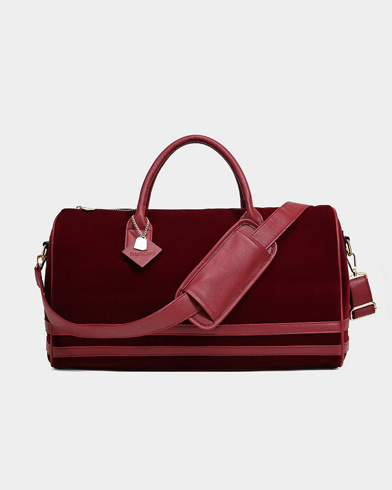 Velvet Luxe Duffle Bag in Burgundy - Image 6