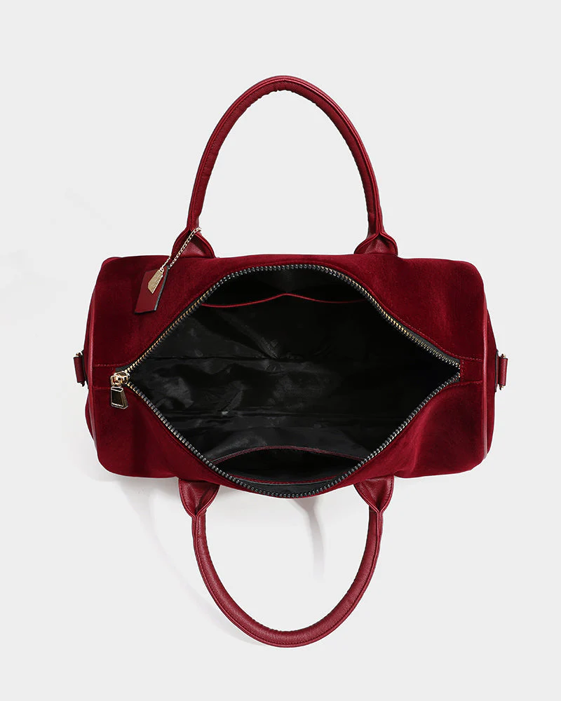 Velvet Luxe Duffle Bag in Burgundy - Image 8